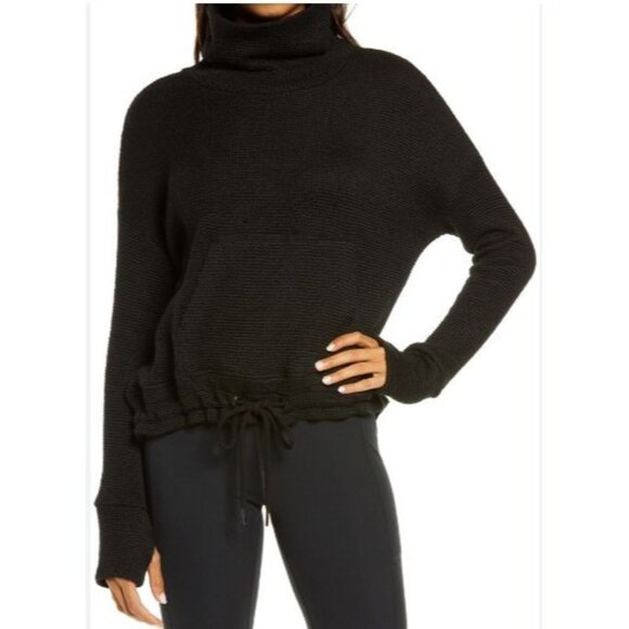 Sweaty Betty Restful Boucle Sweatshirt Size XS Black Waffle Knit NWT $ 64 Oversi - Picture 9 of 10